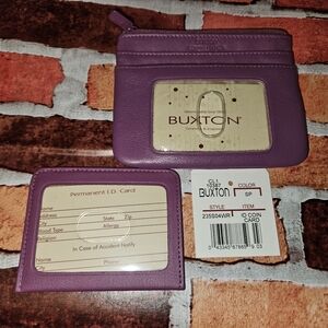 #588- Buxton Lavender Leather ID Card Coin Holder